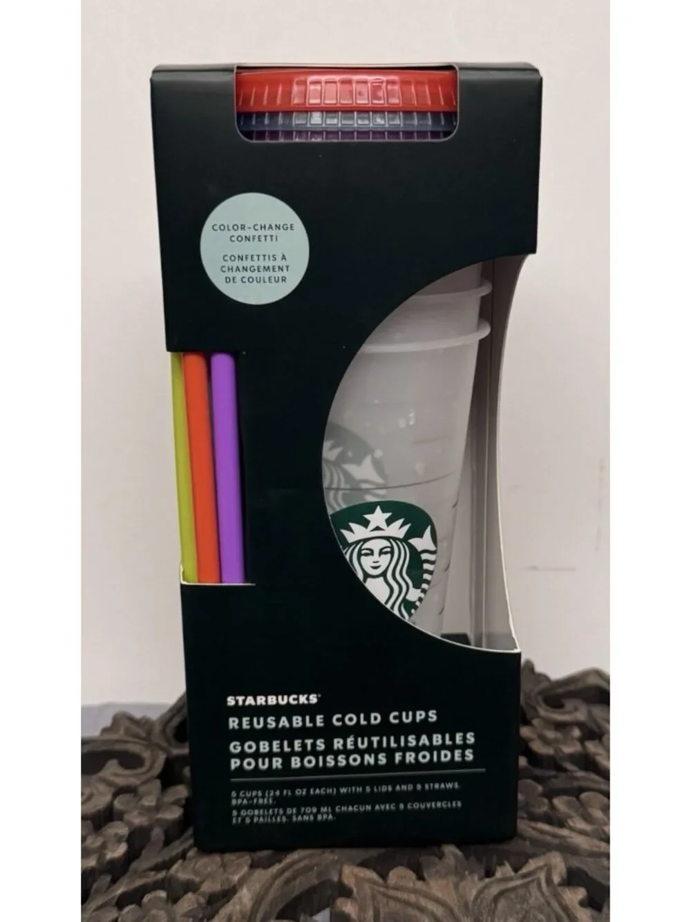 Starbucks Reusable Color Changing Cold Cups Confetti Summer 2021 Set Of 5 New